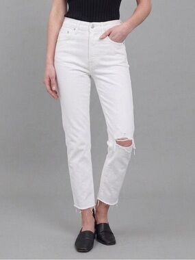 AGOLDE Riley High Rise Straight Crop Jeans Comfort Stretch White W26